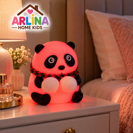 Sevimli Panda Gece Lambası RGB Renk Değiştiren Dokunmatik Silikon Bebek Çocuk Odası Şarjlı LED