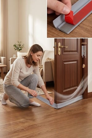 ® Kapı Altı Rüzgar Önleyici Bant – Yapışkanlı Kesilebilir Toz, Ses ve Hava Kesici İzolasyon Şe