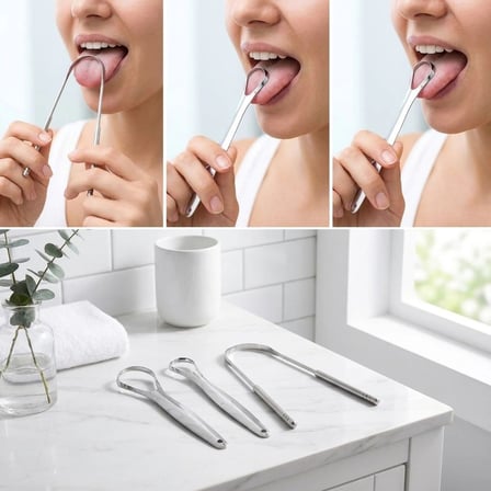 BUFFER® 3'lü Paslanmaz Çelik Dil Temizleyici Seti –  Ergonomik Dil Kazıyıcı ve Ağız Bakım Aparatları
