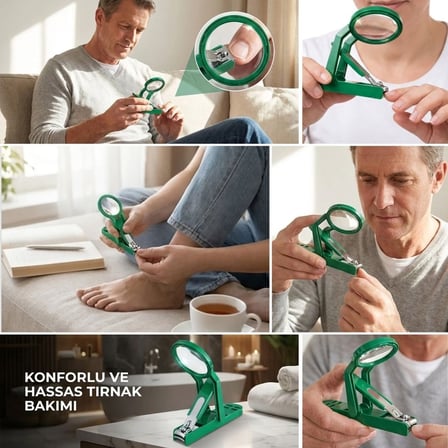 BUFFER® Büyüteçli Tırnak Makası,Törpü Özellikli, Hassas Kesim Sağlayan Pratik Tırnak Bakım Makası
