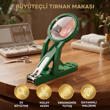 BUFFER® Büyüteçli Tırnak Makası,Törpü Özellikli, Hassas Kesim Sağlayan Pratik Tırnak Bakım Makası