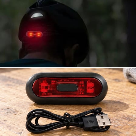 BUFFER USB Şarjlı Kırmızı LED Kask Flaşörü, Açma Kapama Düğmeli Siyah Oval Gövde, USB Kablolu 8,8 x 