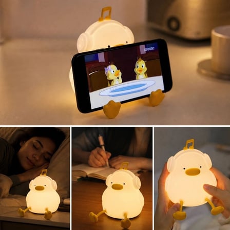 BUFFER® Vurmalı 7 Renkli Silikon Ördek LED Masa Lambası, Müzisyen Tasarımlı, Dokunmatik Renk Değişti