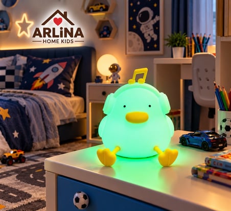  Sevimli Ördek Gece Lambası RGB Renk Değiştiren Dokunmatik Silikon Bebek Çocuk Odası Şarjlı LED