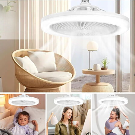BUFFER®E27 Duylu 3 Farklı Işık Modlu ve 3 Seviye Fan Güçlü Uzaktan Kumandalı, Sessiz Kullanımlı, Kol