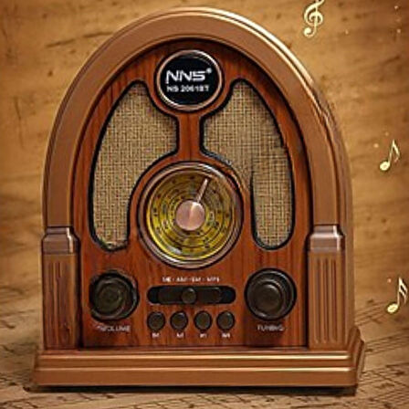 BUFFER® Orta Boy Kubbe Model Retro Ahşap Tasarım Bluetooth Hoparlörlü Radyo – FM/AM Destekli, Şarjlı