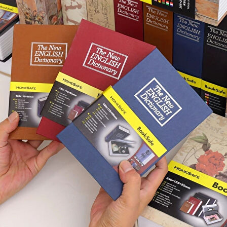 BUFFER® Kitap Görünümlü Dekoratif Kitap Kasa Metal Kutulu Anahtarlı Gizli Kasa