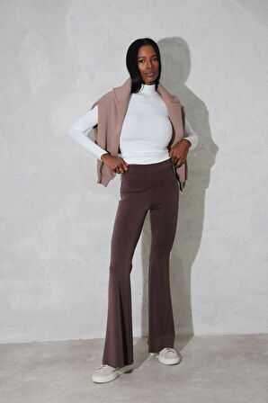 Ekru Soft Touch Bambu Dik Yaka Tişört 