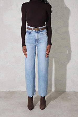 Mavi Yüksek Bel Wide Leg Jean 