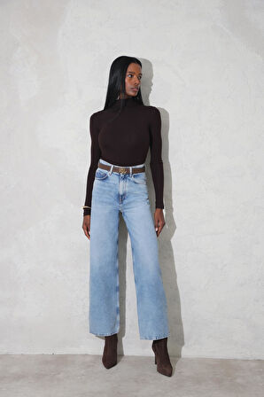 Mavi Yüksek Bel Wide Leg Jean 