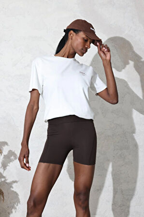 Kahverengi Kısa Biker Tayt 