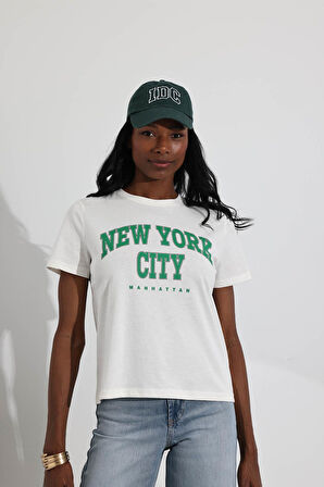 Kemik New York Baskılı Basic Tişört 
