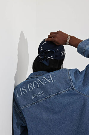 Mavi Nakışlı Denim Gömlek 