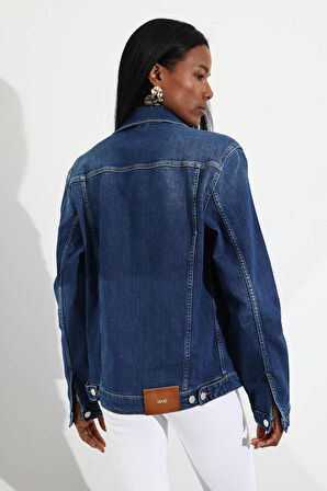 Lacivert Kapak Cepli Denim Ceket 