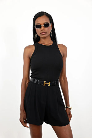 Siyah Halter Yaka Atlet 23067
