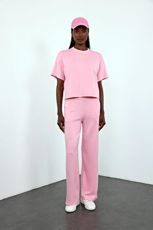 Pembe Basic Tshirt Eşofman Takım 251028