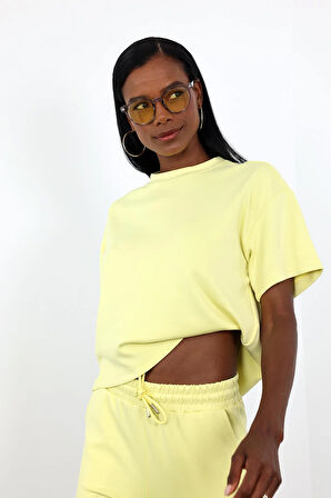 Sarı Basic Tshirt Eşofman Takım 251028