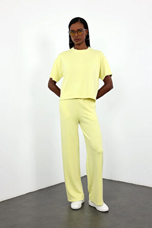 Sarı Basic Tshirt Eşofman Takım 251028