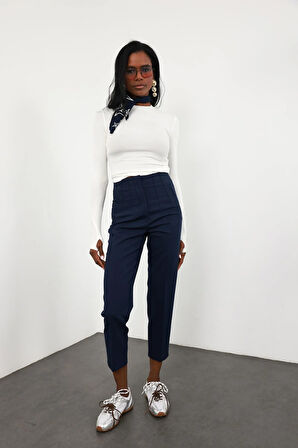 Lacivert Flatolu Pantolon 5113