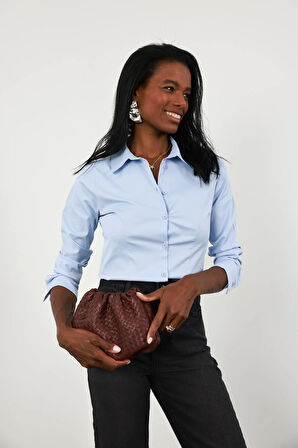 Mavi Likralı Slim Fit Gömlek 4897