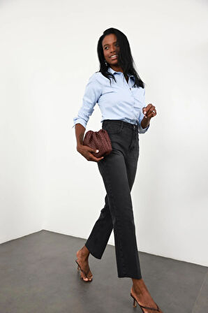 Mavi Likralı Slim Fit Gömlek 4897