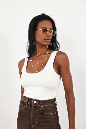 Beyaz Askılı Basic Bodysuit 60265