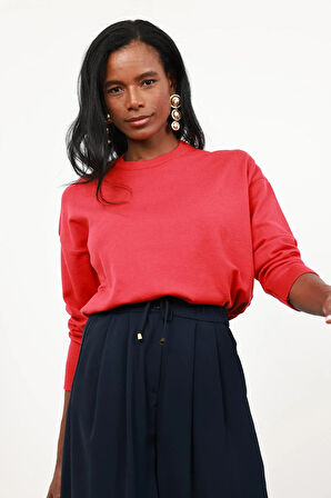 Kırmızı Bisiklet Yaka Lyocell İplik Triko 