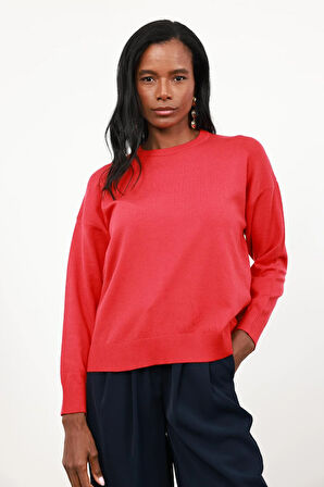 Kırmızı Bisiklet Yaka Lyocell İplik Triko 