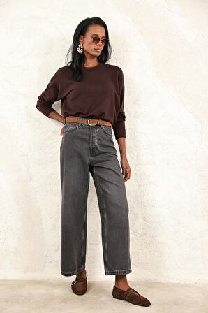 Acı Kahve Bisiklet Yaka Lyocell İplik Triko 