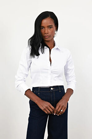 Beyaz Likralı Slim Fit Gömlek 4897