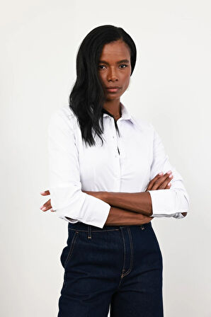 Beyaz Likralı Slim Fit Gömlek 4897