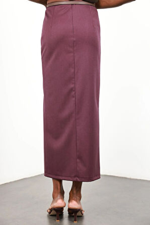 Mürdüm Yırtmaçlı Kalem Etek 41093