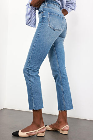 Mavi Yüksek Bel Boyfit Jean 