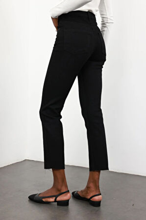 Siyah Yüksek Bel Boyfit Jean 