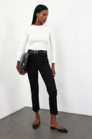 Siyah Yüksek Bel Boyfit Jean 