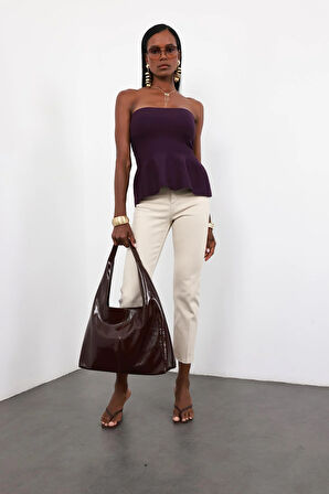 Bej Yüksek Bel Boyfit Jean 