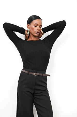 Siyah Fitilli Basic Triko 231164