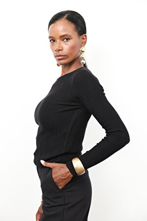 Siyah Fitilli Basic Triko 231164