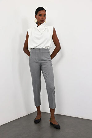 Gri Melanj Flatolu Pantolon 5113