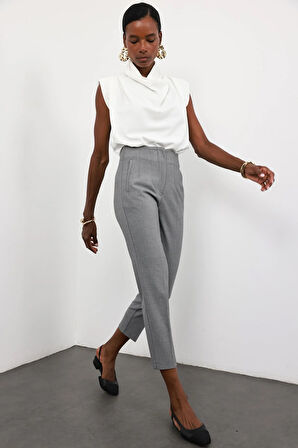 Gri Melanj Flatolu Pantolon 5113