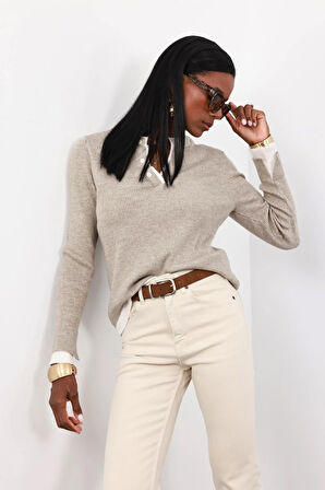 Vizon Çift Yakalı Düğmeli Triko 1074