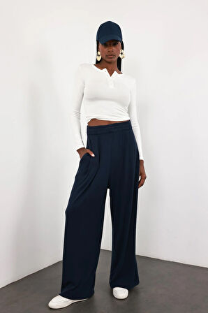 Lacivert Yüksek Bel Salaş Eşofman 0155