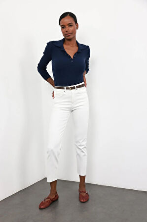 Lacivert Polo Yaka Düğmeli Triko 