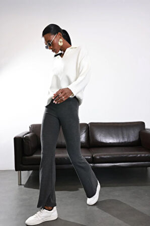 Antrasit İspanyol Paça Tayt Pantolon 