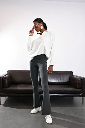 Antrasit İspanyol Paça Tayt Pantolon 