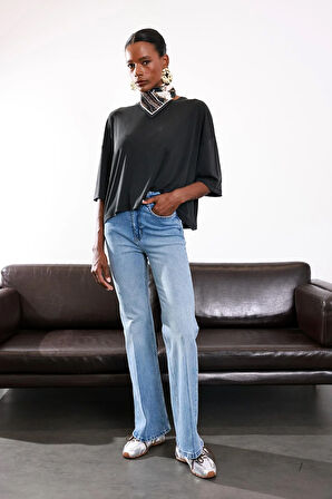 Açık Mavi Yüksek Bel Flare Jean 503