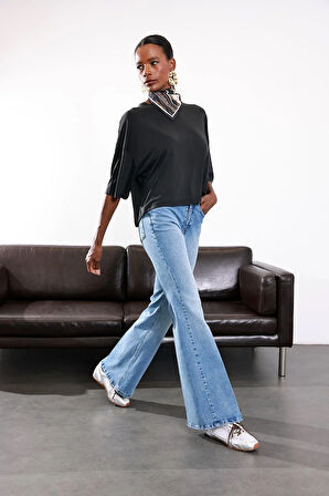 Açık Mavi Yüksek Bel Flare Jean 503