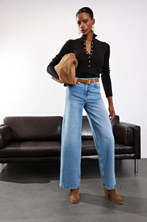 Açık Mavi Wide Leg Jean 