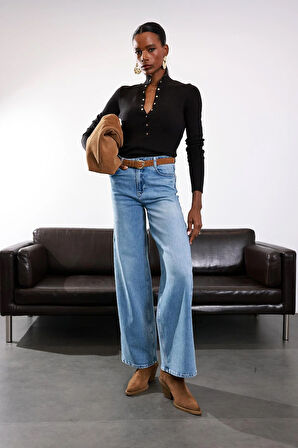 Açık Mavi Wide Leg Jean 