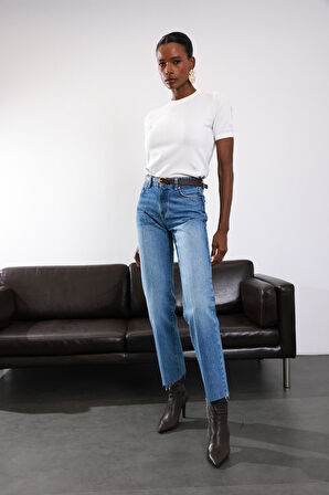 Mavi Straight Fit Yıkamalı Jean 103